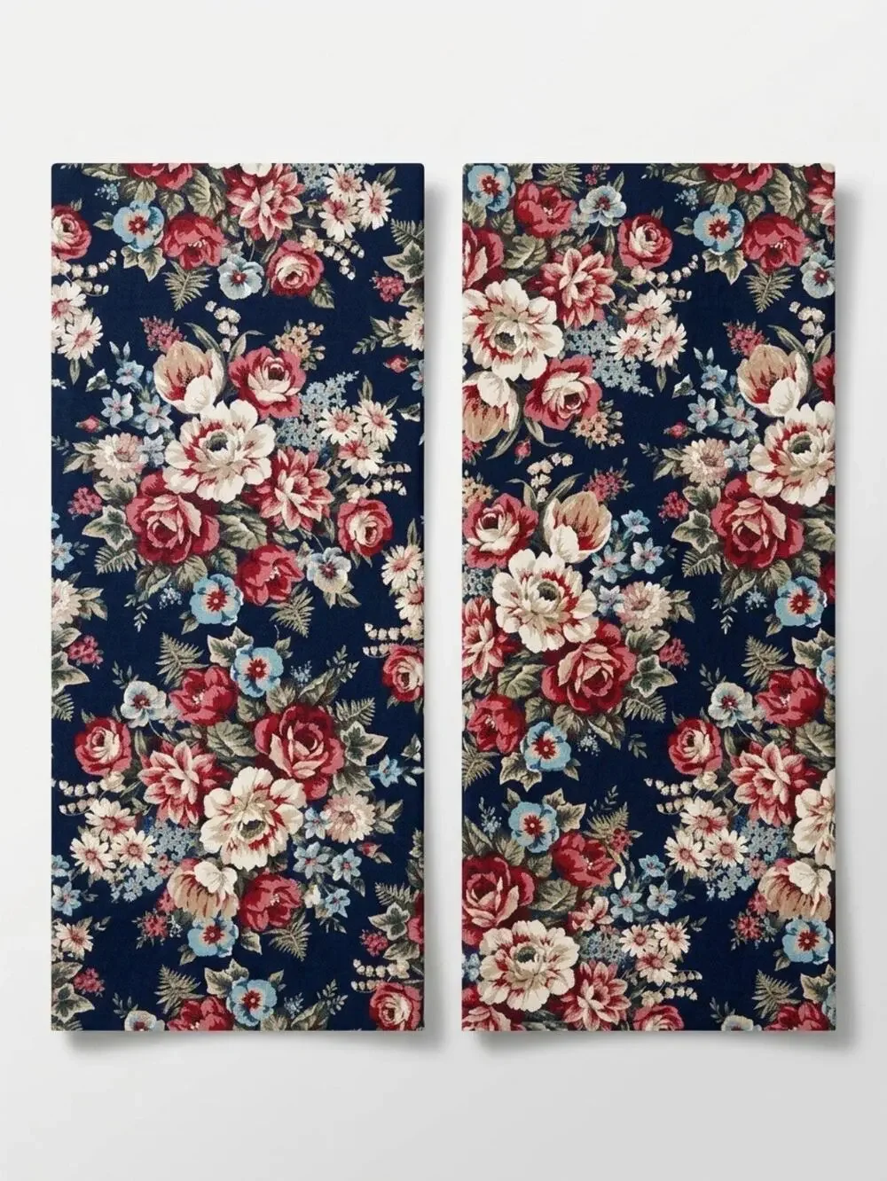 Vintage Cottage Core Pair Of Window Valence Cotton Curtains Floral 44x16.5”